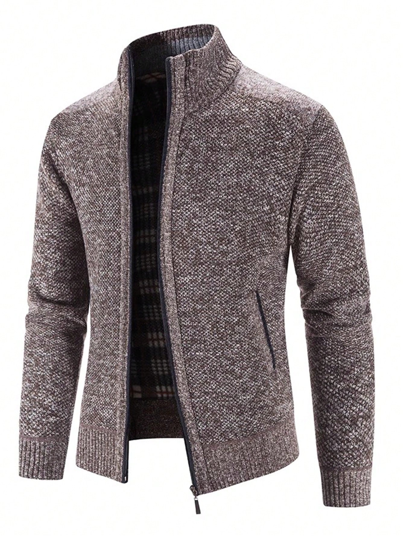 Men Zip Up Thermal Cardigan