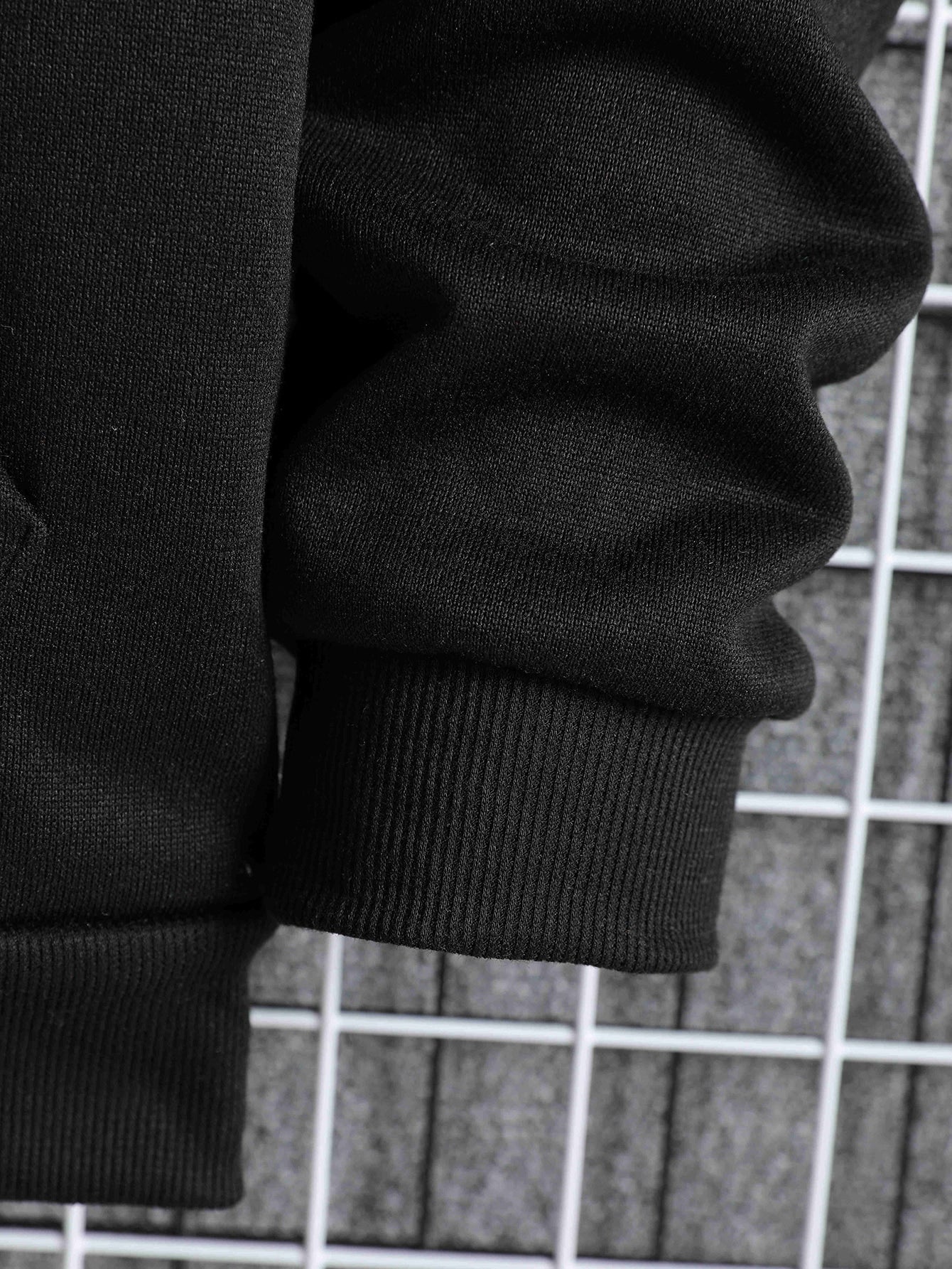 Men Zip Up Drawstring Slant Pocket Hoodie