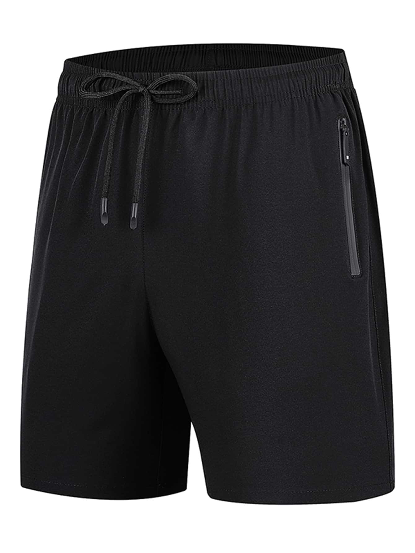 Men Drawstring Waist Zipper Pocket Shorts
