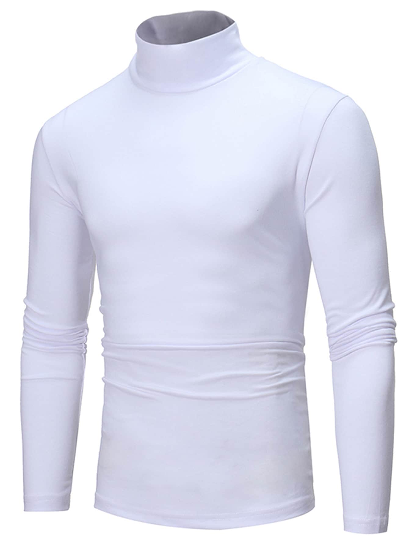 Men Mock Neck Solid Tee