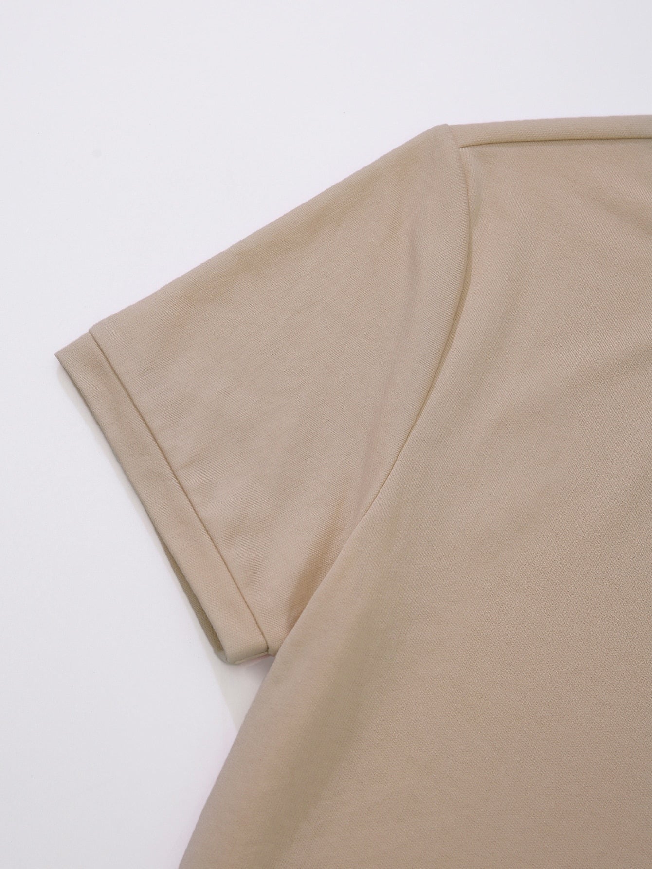 Men Contrast Tape Tee With Drawstring Waist Shorts