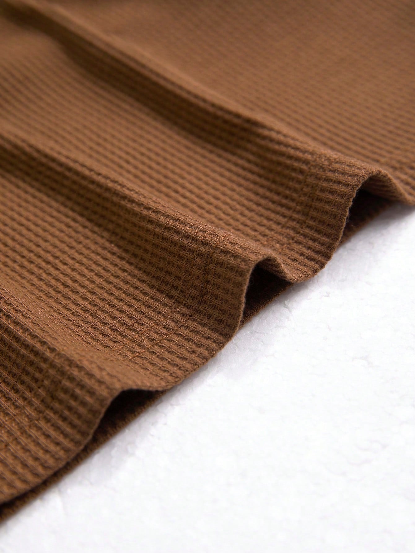 Men Half Button Waffle Knit Tee