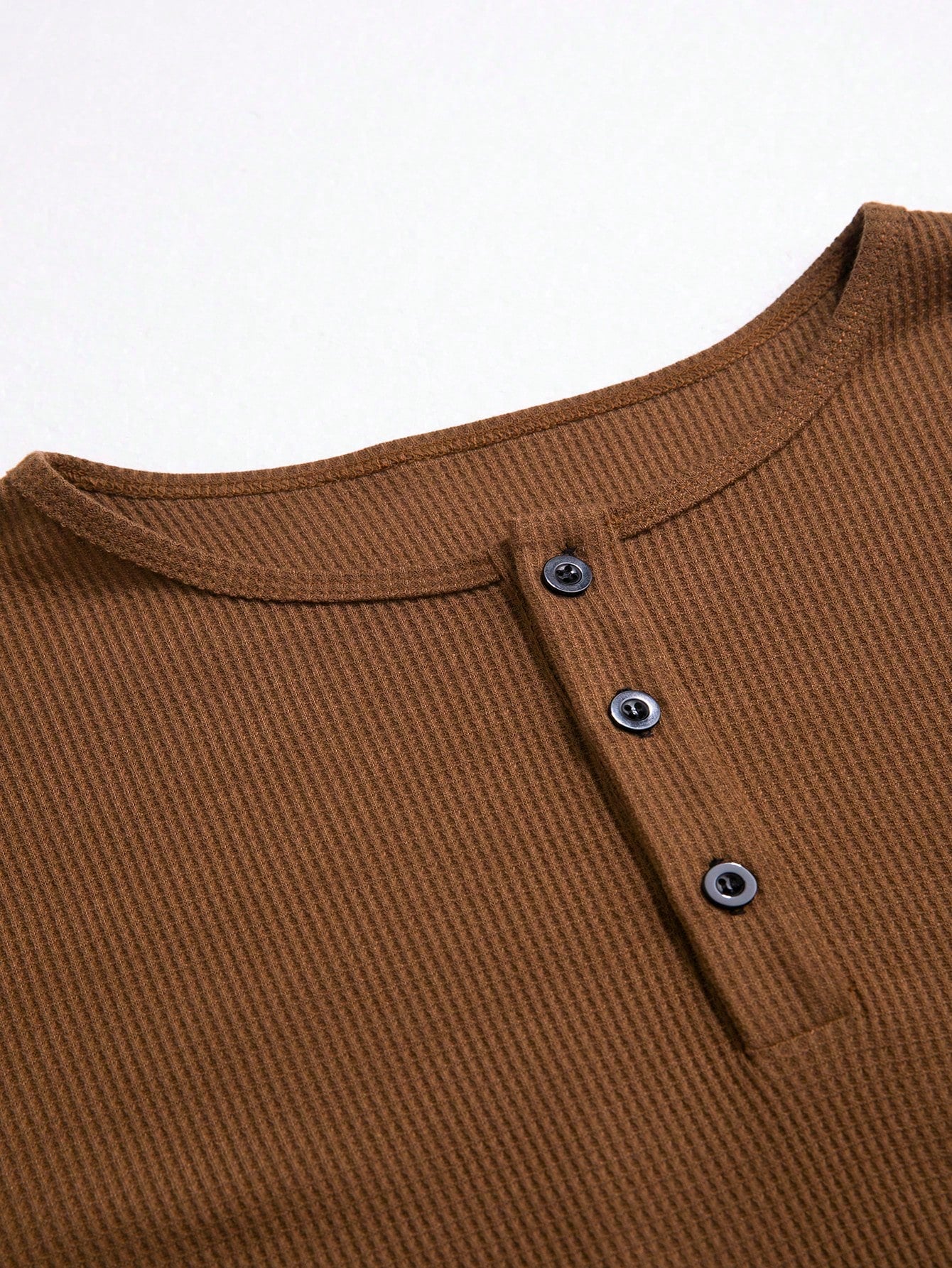 Men Half Button Waffle Knit Tee