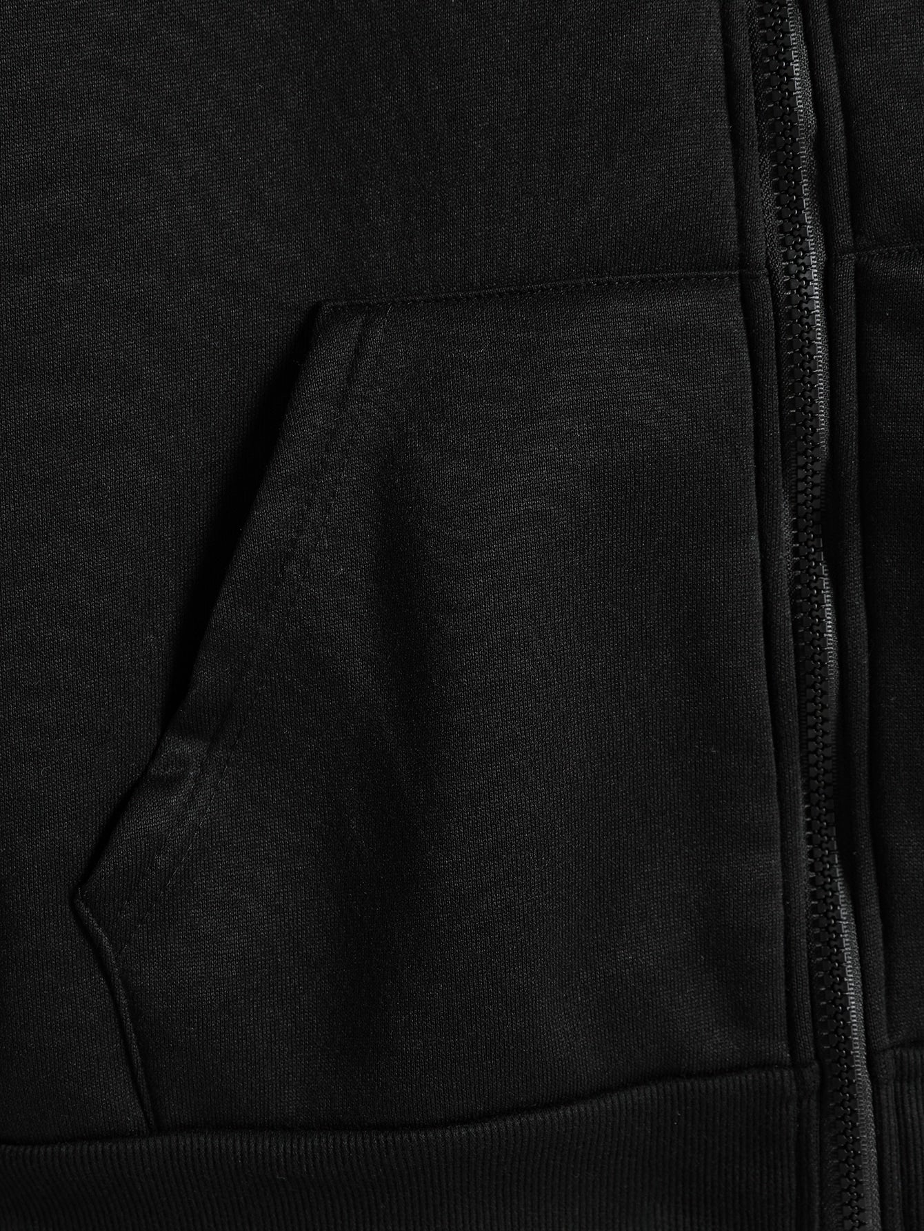 Men Zip Up Drawstring Slant Pocket Hoodie