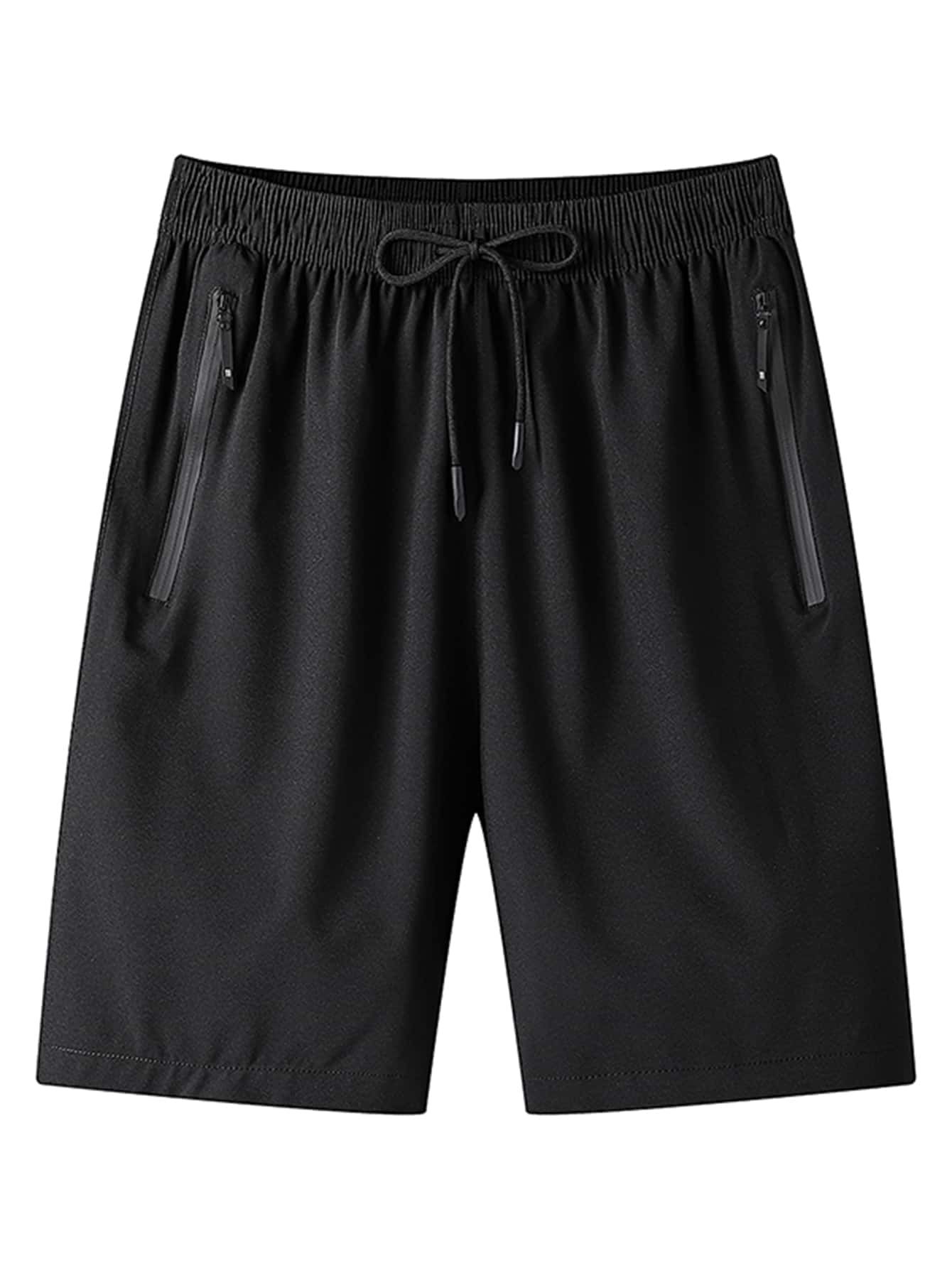 Men Drawstring Waist Zipper Pocket Shorts