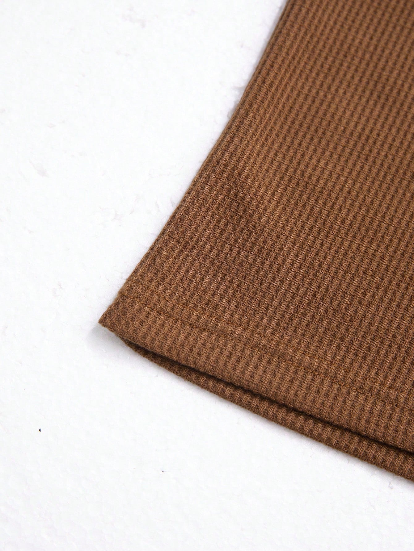 Men Half Button Waffle Knit Tee