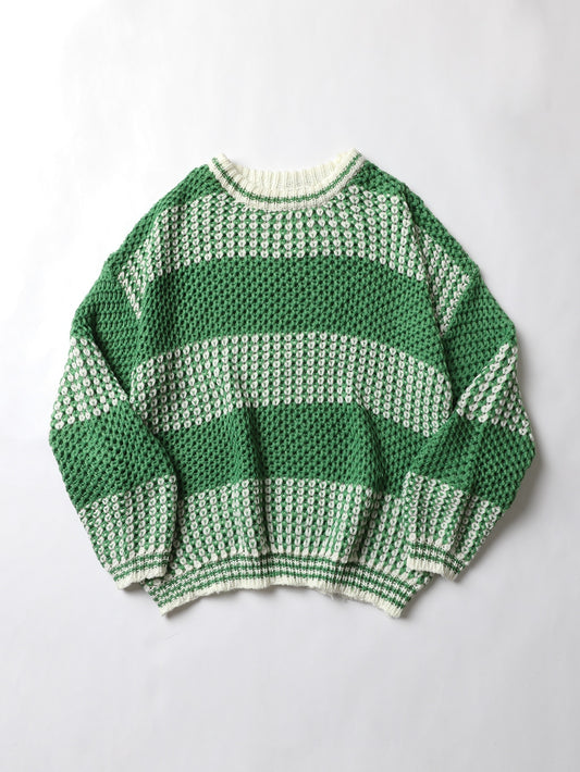 Two Tone Drop Shoulder Striped Trim Sweater