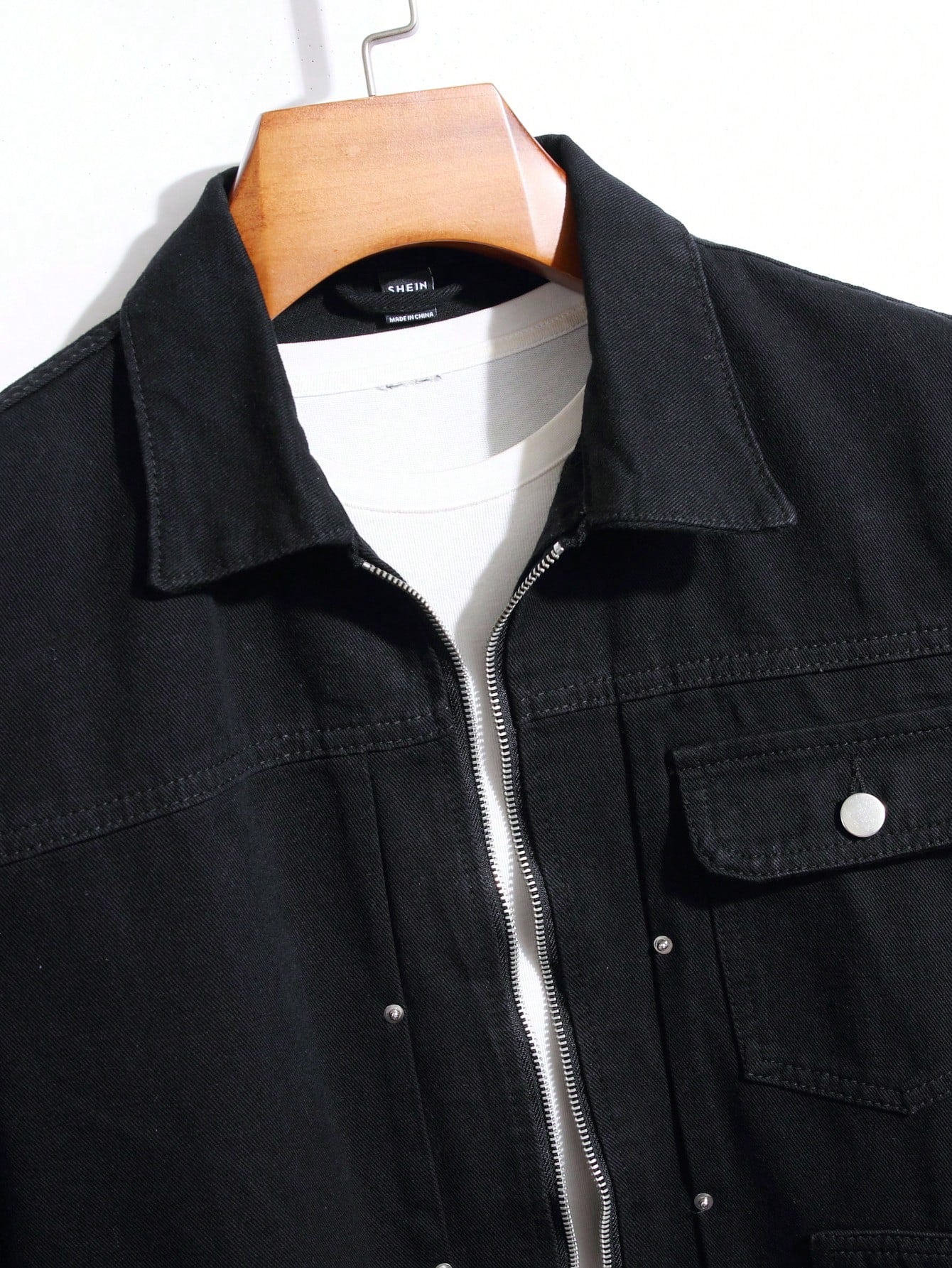 Men Flap Pocket Denim Jacket Without Tee