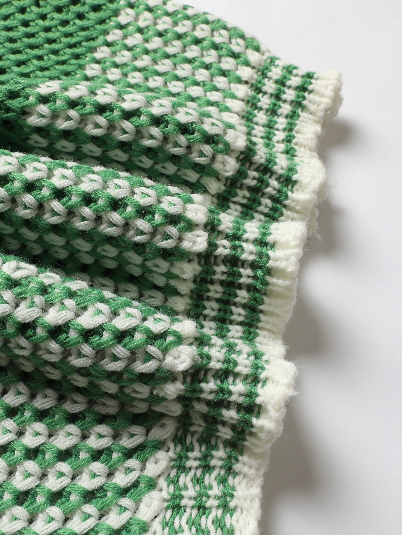Two Tone Drop Shoulder Striped Trim Sweater