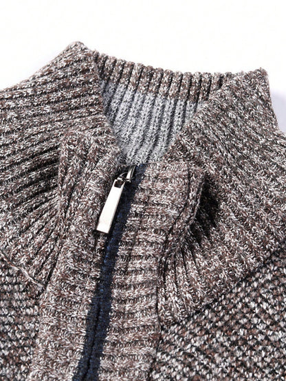 Men Zip Up Thermal Cardigan