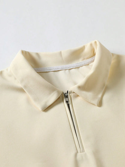 Men Quarter Zip Polo Shirt