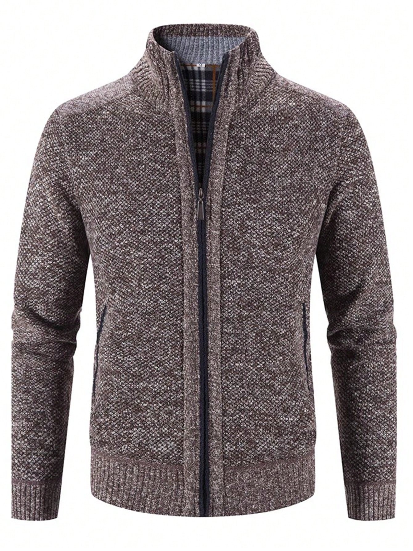 Men Zip Up Thermal Cardigan