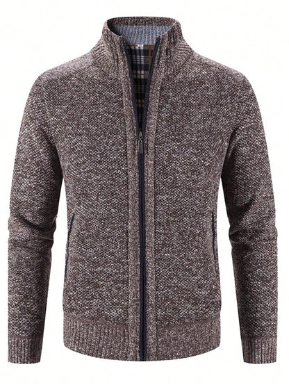 Men Zip Up Thermal Cardigan