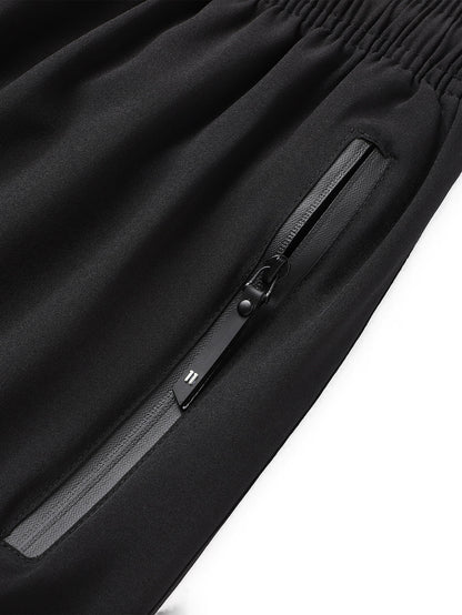 Men Drawstring Waist Zipper Pocket Shorts