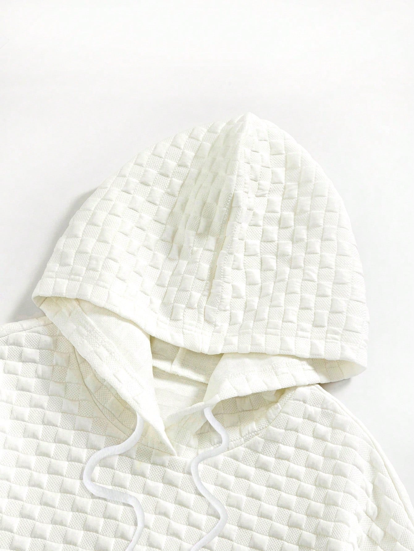 Pocket Drawstring Textured Hoodie