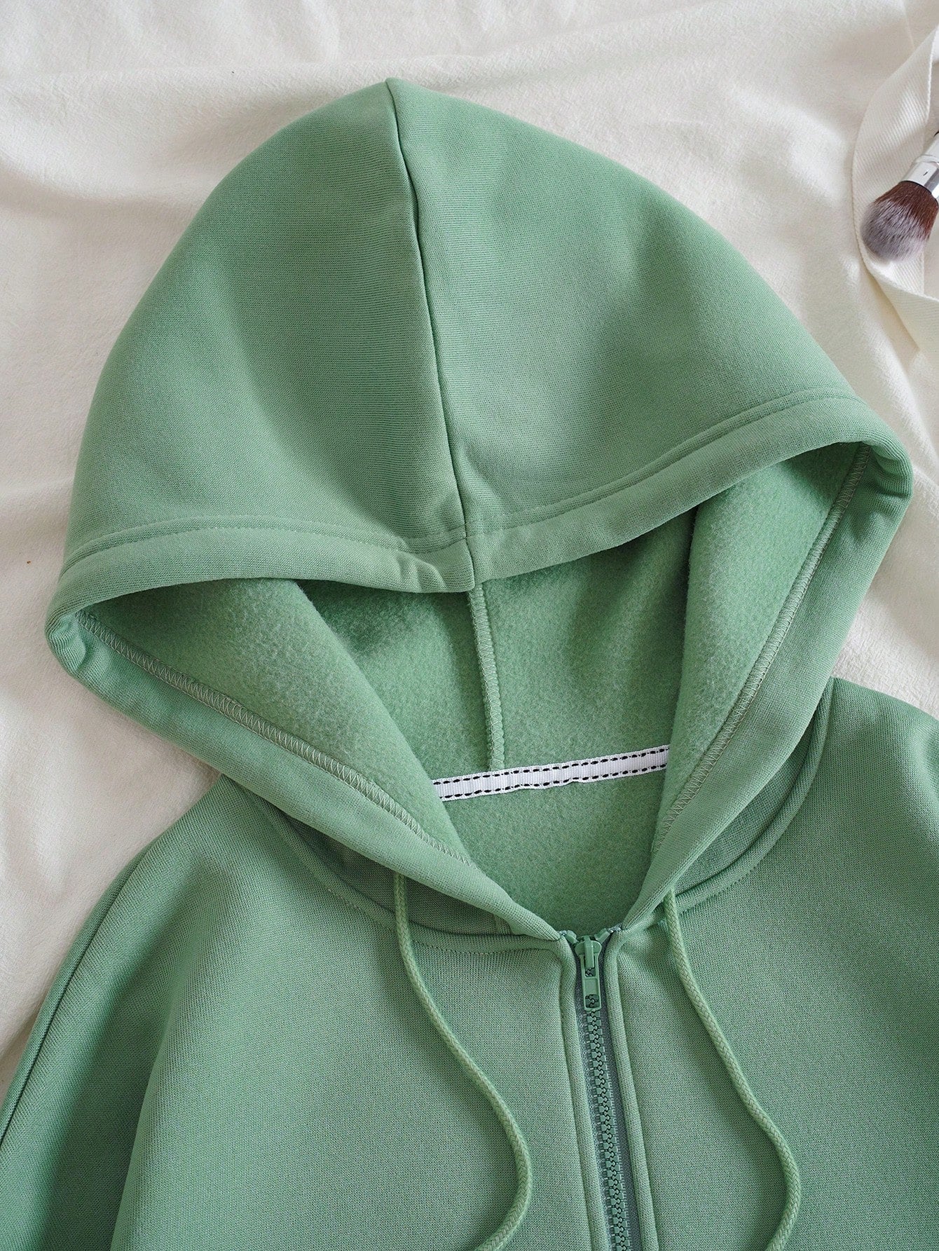 Zip Up Drawstring Thermal Lined Hoodie