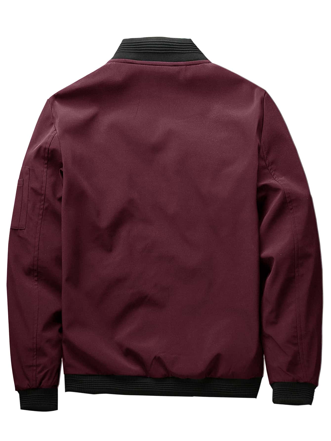 Men Solid Zip Up Bomber Jacket