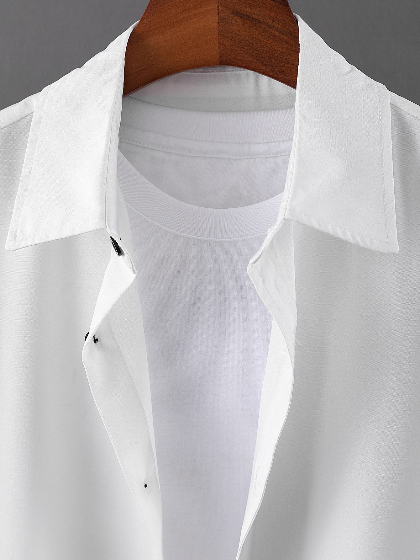 Men 1pc Solid Button Up Shirt