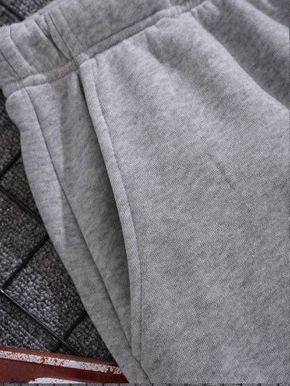 Men Drawstring Waist Thermal Lined Sweatpants