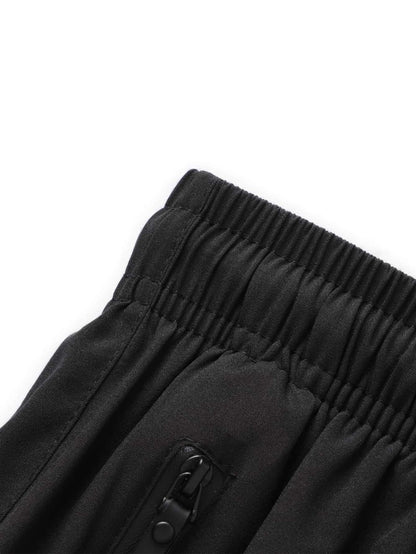 Men Drawstring Waist Zipper Pocket Shorts