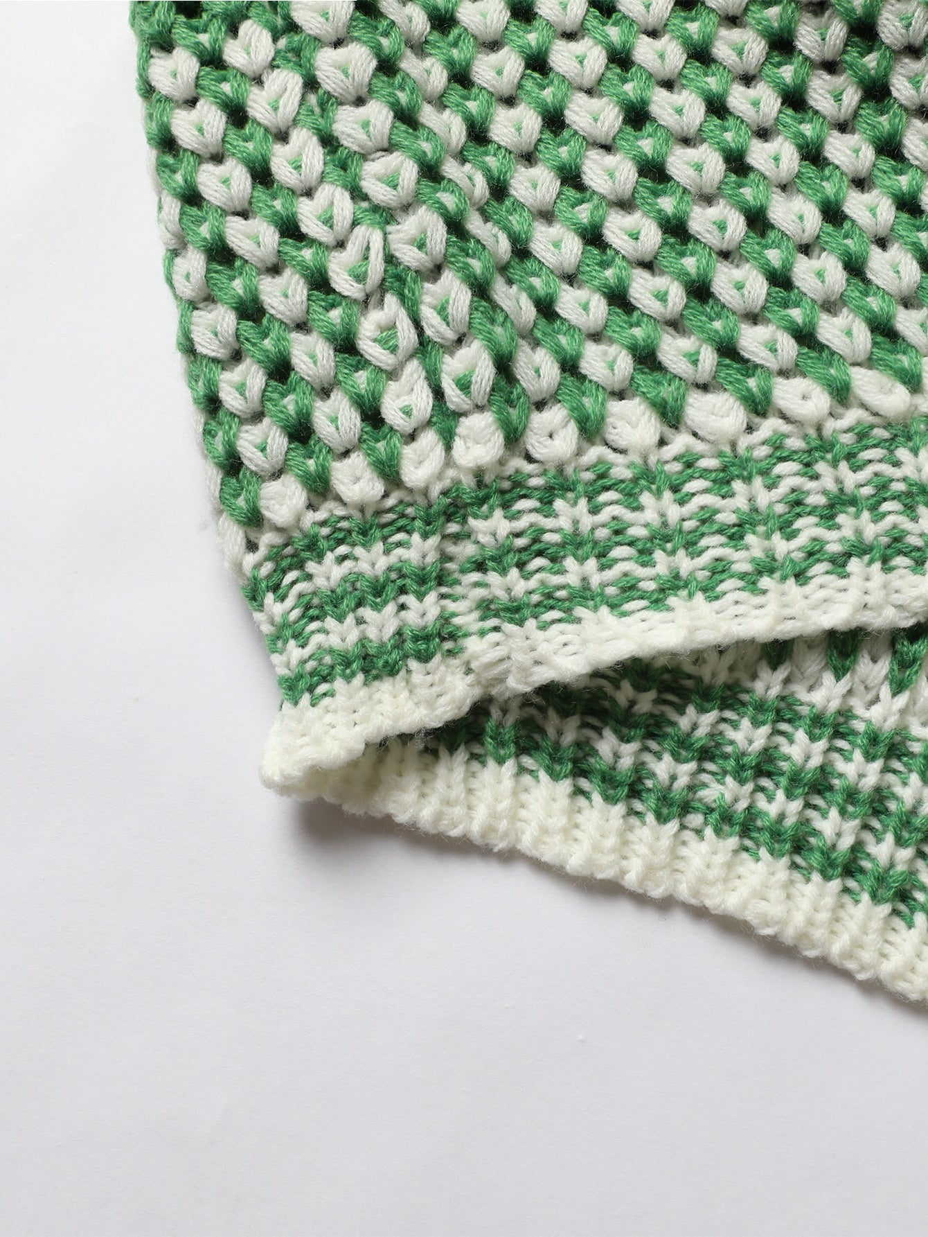 Two Tone Drop Shoulder Striped Trim Sweater