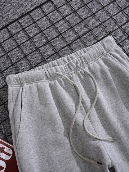 Men Drawstring Waist Thermal Lined Sweatpants
