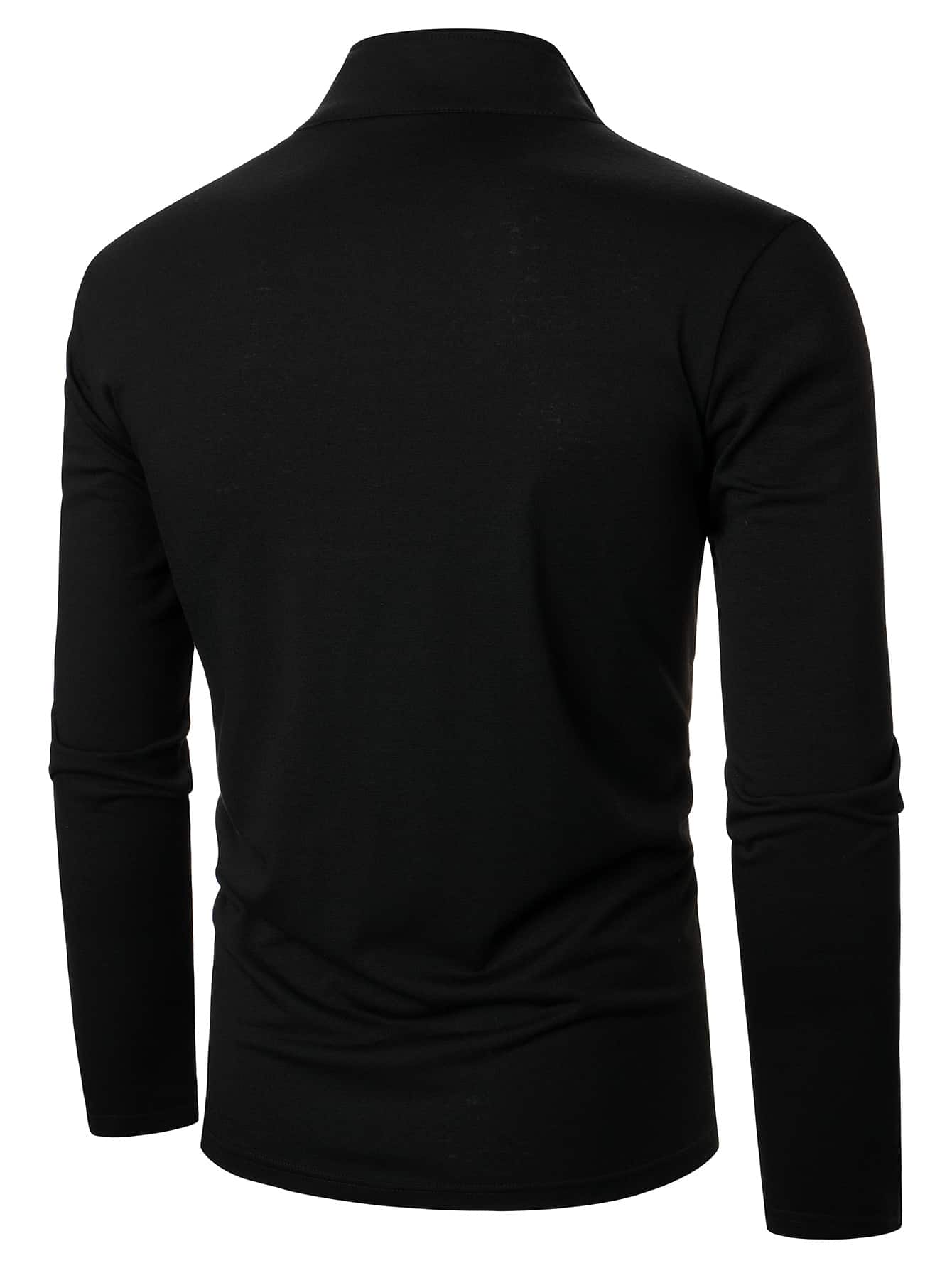 Men Color Block Quarter Zipper Polo Shirt