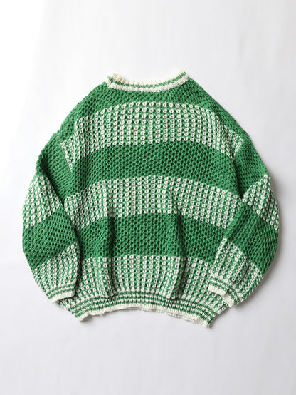 Two Tone Drop Shoulder Striped Trim Sweater